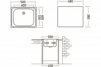 картинка Мойка Ukinox КЛАССИКА 500*400 нержавеющая сталь 