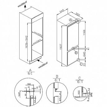 картинка Встраиваемый холодильник Maunfeld MBF193NFWGR Inverter 