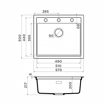 картинка Мойка для кухни Omoikiri SINTESI 57 