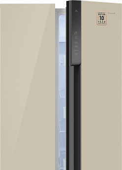 картинка Отдельностоящий холодильник Weissgauff WSBS 500 Inverter NoFrost Beige Glass 
